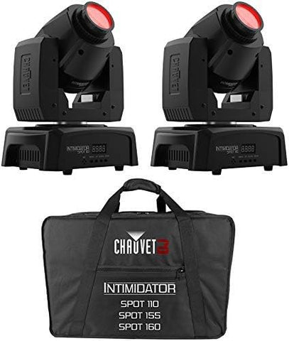 2 Chauvet Intimidator Spot 110 Compact LED Moving Head Lights+CHS-1XX Carry Bag