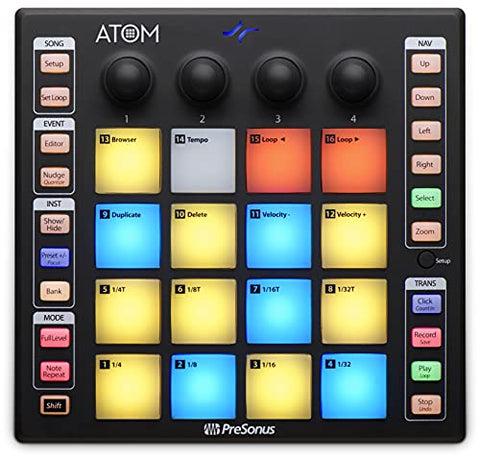 PreSonus Atom Production &amp; Performance Midi Pad Controller with Studio One Artist and Ableton Live Lite DAW Recording Software (OPEN BOX)