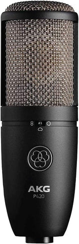 AKG P420 Dual Capsule Condenser Microphone Bundle with Gooseneck Pop Filter, Boom Arm and XLR Cable