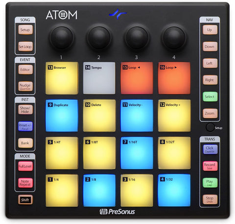 PreSonus Atom Production &amp; Performance Midi Pad Controller with Studio One Artist and Ableton Live Lite DAW Recording Software (OPEN BOX)