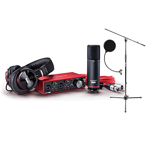 Focusrite SCARLETT Studio Pack w/CM25 Microphone, Headphones, 2i2, Code for Software Bundle Mic Cable, Boom Stand, and Pop Filter