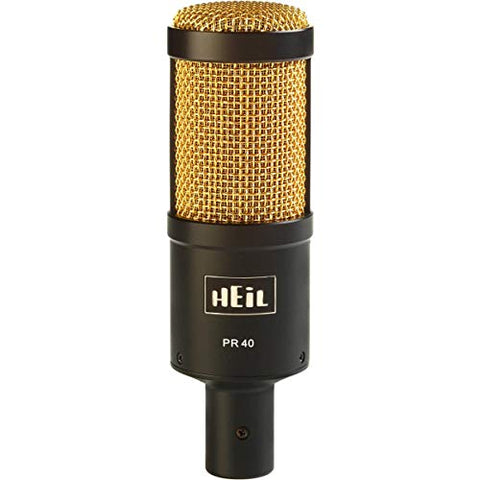 Heil Sound PR40 Large Diameter Dynamic Cardioid Studio Microphone, Black Body, Gold Grill