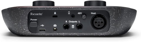 Focusrite Vocaster Two — Podcasting Interface for Recording Host and Guest. Two Mic Inputs and Two Headphone Outputs, with Auto Gain, Enhance, and Mute. Small, Lightweight, and Powered by Computer