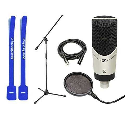 Sennheiser MK4 Cardioid Condenser Mic w/ Mic Boom Stand, Pop Filter &amp;amp;amp;amp; Cable Ties