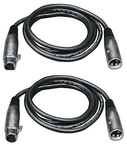 (2) CHAUVET 10 Foot Male to Female 3 Pin DMX Lighting Effect Cables | DMX3P10FT