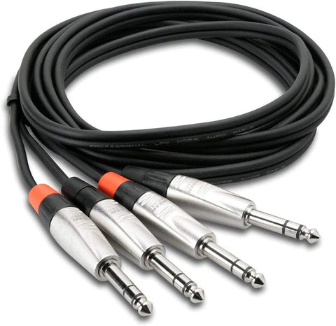 Hosa Pro Dual 1/4&quot; TRS Male to Dual 1/4&quot; TRS Male Stereo Audio Cable (3')