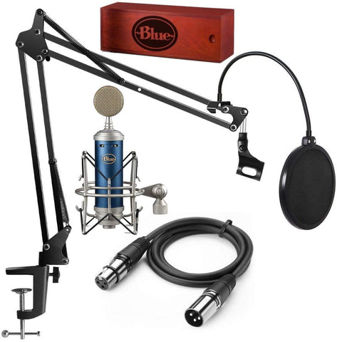 Blue Microphones Bluebird SL Condenser Microphone Podcast Recording bundle with Gooseneck Pop Filter, Boom Arm and XLR Cable