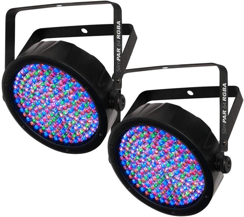 (2) Chauvet DJ SlimPar 64 RGBA LED DMX Compact Slim Par Can Stage Light Effects