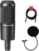 Audio-Technica AT2035 Large Diaphragm Studio Condenser Microphone Bundle with Shock Mount, Pop Filter, and XLR Cable