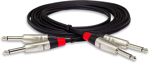 Hosa Technology Pro Stereo Dual REAN 1/4&quot; M to 1/4&quot; M TS Cable - 15'