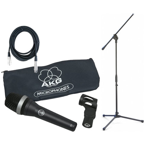 AKG D5 Supercardioid Microphone Bundle with Boom Stand and XLR Cable