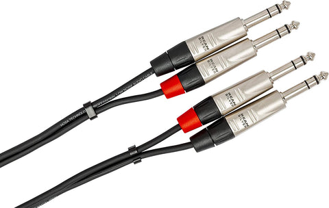 Hosa Pro Dual 1/4&quot; TRS Male to Dual 1/4&quot; TRS Male Stereo Audio Cable (1.5')