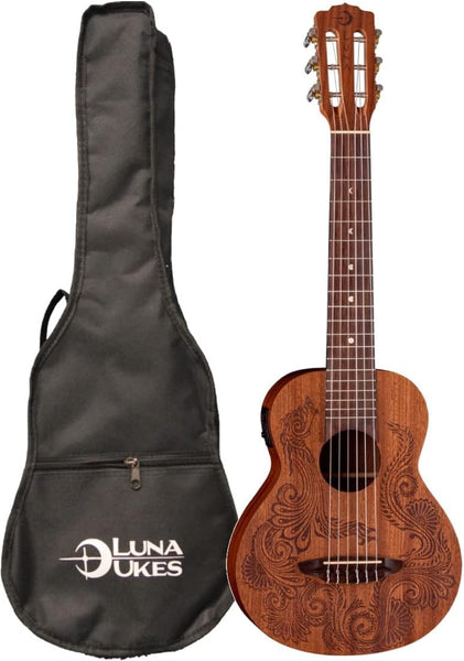 Luna Henna Dragon Mahogany Acoustic-electric Guitarlele - Open Pore