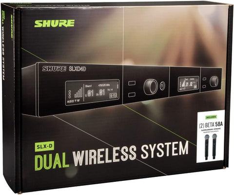 Shure SLXD24D/B58-J52 Dual Channel Wireless Microphone System w/2 BETA 58A Mics