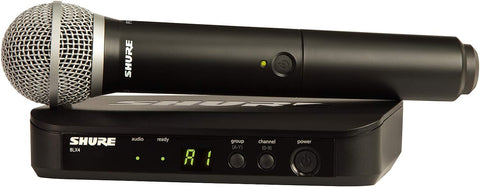 Shure BLX24/PG58 UHF Wireless Microphone System - Perfect for Church, Karaoke, Vocals - 14-Hour Battery Life, 300 ft Range | Includes PG58 Handheld Vocal Mic, Single Channel Receiver | J11 Band