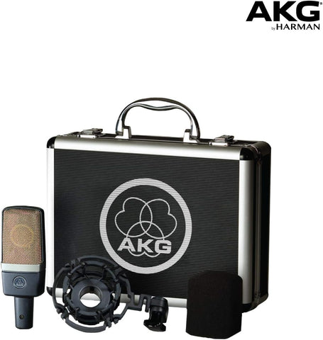 AKG C214 Microphone Large Diaphragm Condenser Mic+Case+Shockmount+Windscreen (Renewed)