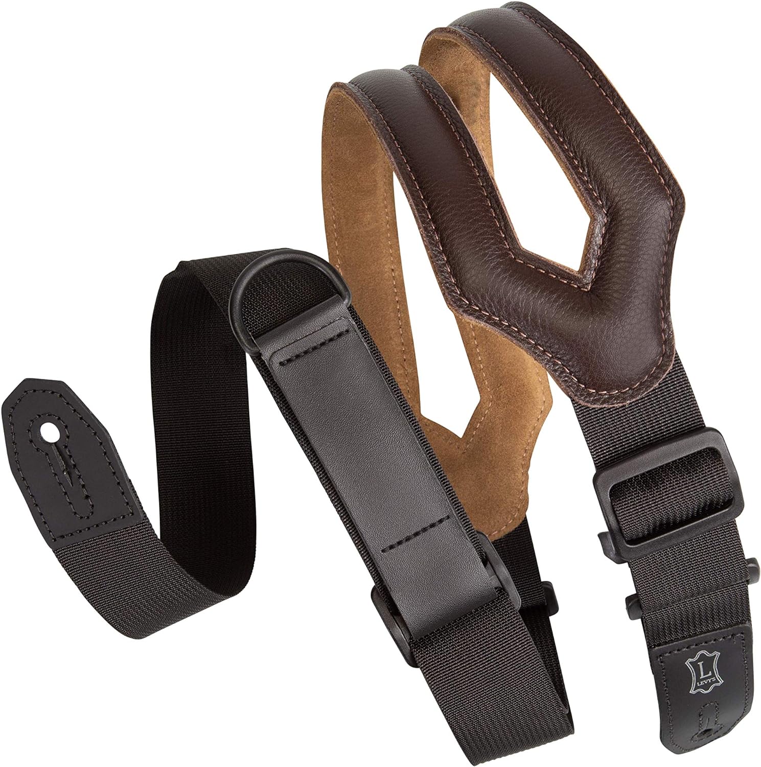 Levy's Leathers MRHSS-DBR Right Height Guitar Strap w/RipChord Quick A