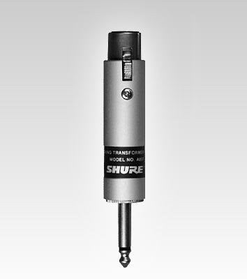 Shure A85F Transformer; Low Z, Female XLR to High Z 1/4" Phone Plug
