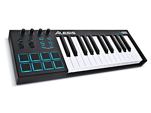 Alesis V25 | 25-Key USB MIDI Keyboard &amp; Drum Pad Controller (8 Pads / 4 Knobs / 4 Buttons)