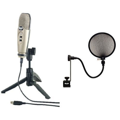 CAD U37 USB Studio Condenser Recording Microphone with CAD Pop Filter Bundle