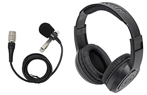 Audio Technica AT829CW Condenser Lavalier Microphone Mic + Samson Headphones