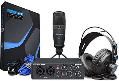 PreSonus AudioBox 96 Studio Recording Bundle Black with Mic Stand &amp; Pop Filter Kit