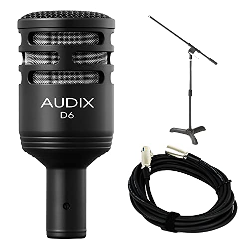 Audix D6 Microphone Kick Drum Microphone Bundle with Mic Stand &amp; Cable (3 Items)