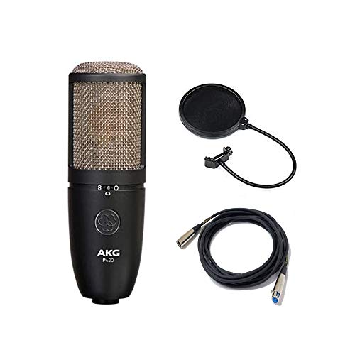 AKG Project Studio P420 Multi-Pattern Large Diaphragm Condenser Microphone with Pop Filter &amp;amp; Senor 20' XLR Cable
