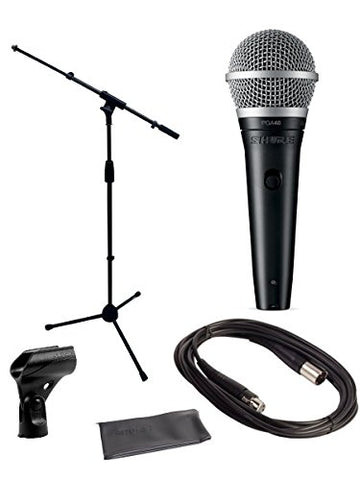 Shure PGA48 Microphone Bundle with MIC Boom Stand and XLR Cable