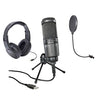 Audio-Technica AT2020USB+ Cardioid Condenser USB Microphone + Pop Filter + Samson Headphones