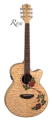 Luna Flora Rose Acoustic/Electric Guitar, FLO RSE
