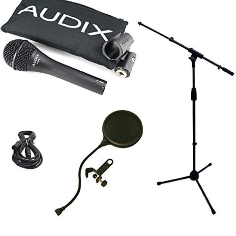 Audix OM6 Microphone Bundle with Mic Boom Stand, XLR Cable and Pop Filter Popper Stopper