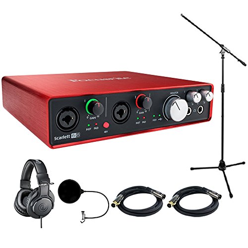Focusrite Scarlett 6i6 USB Audio Interface (2nd Generation) includes Bonus Audio-Technica Professional Monitor Headphones and More