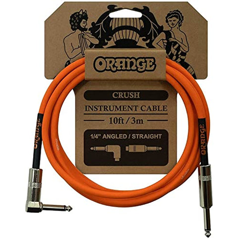 Orange Crush 10' Instrument Cable with Angled to Straight Connector, Orange