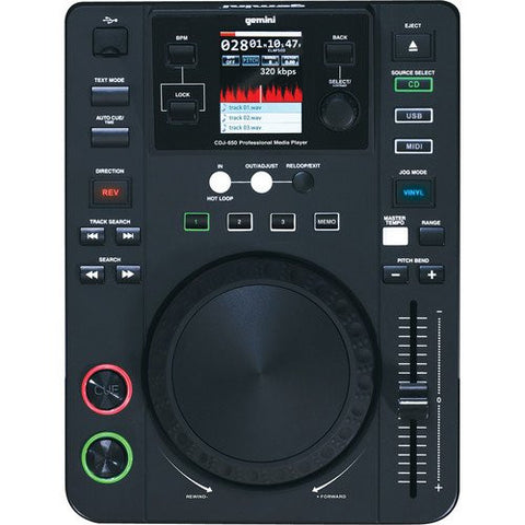 Gemini CDJ-650 Tabletop Media Player MIDI/CD/U (Refurb)