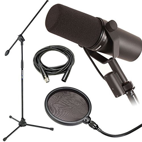 Shure SM7B Dynamic Vocal Mic w/ Mic Boom Stand, Pop Filter and 20' XLR