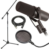 Shure SM7B Dynamic Vocal Mic w/ Mic Boom Stand, Pop Filter and 20' XLR Cable
