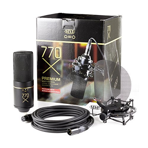 MXL Mics Multi-Pattern Condenser Microphone, XLR Connector, Black &amp;amp;amp; Gold (770X)