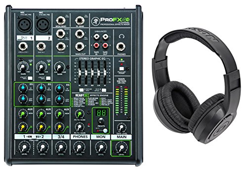 Mackie PROFX4v2 Pro 4-Ch Compact Mixer w/ Effects PROFX4 V2 and Studio Headphones Bundle