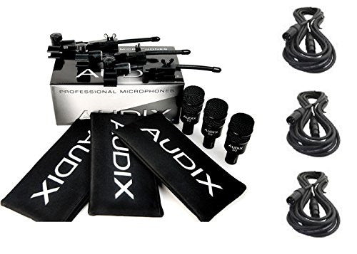 Audix D2-TRIO 3 pack D-2 drum instrument mic pack with 3 DVICE mounts, 3 Pouches and 3 Mic cables Bundle