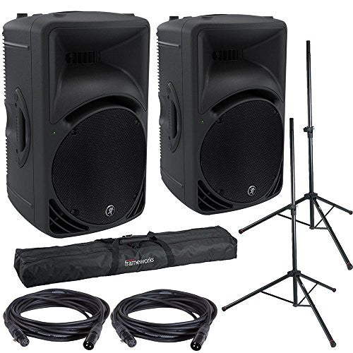 Mackie SRM450V3 Powered Speakers w/ Gator Stands, Bag, and XLR cables