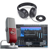 Blue Raspberry Studio Portable USB &amp; Lightning Microphone with Recording Software and Studio Headphones Bundle