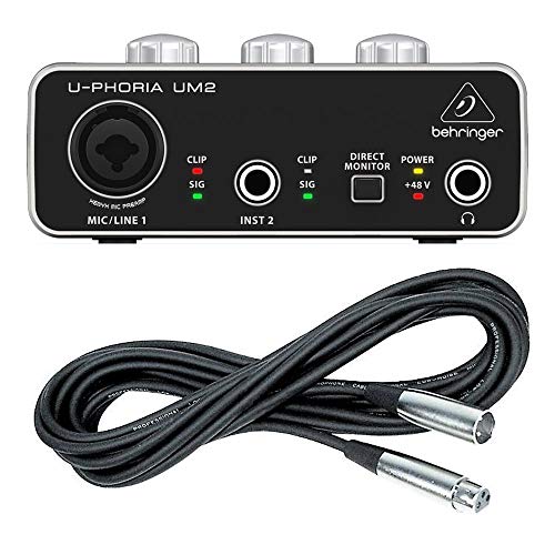 Behringer UM2 U-PHORIA Audio Interface XENYX Mic Preamp and XLR Mic Cable (Renewed)