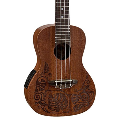 Luna Mo'o Mahogany Acoustic/Electric Concert Ukulele with Lizard Graphic