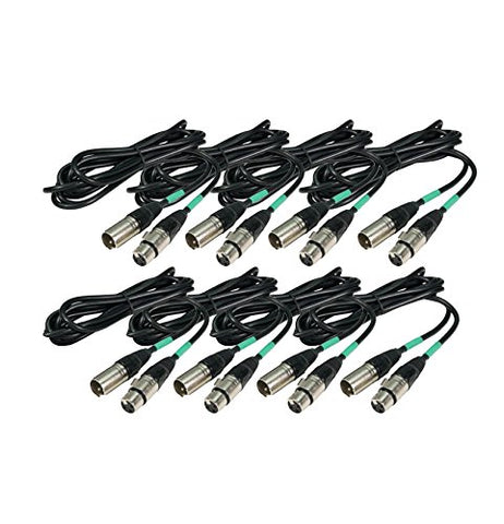 Chauvet (4) 25' &amp; (4) 10' Male to Female 3 Pin DMX Cables