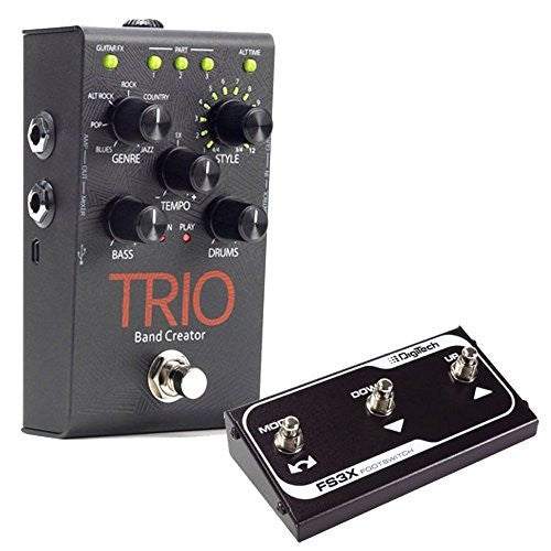 Digitech Trio guitar effect pedal bundle with DigiTech FS3X Footswitch