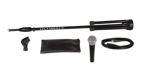Shure SM58 Cardioid Dynamic Vocal Microphone Bundle with Stand and XLR Cable