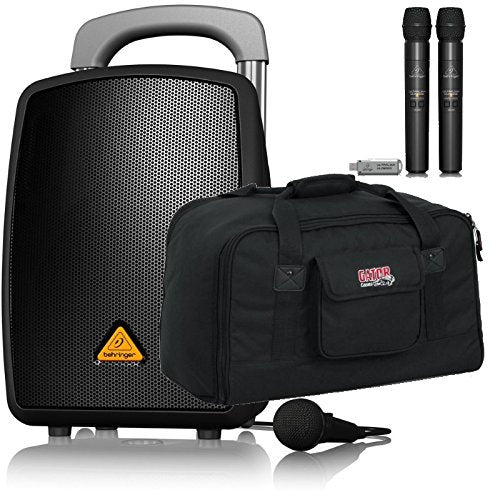 Behringer EUROPORT MPA40BT-PRO All-in-One Portable PA System with Bluetooth 2 Wireless ULM202-USB Handheld Mic and Speaker Bag Bundle