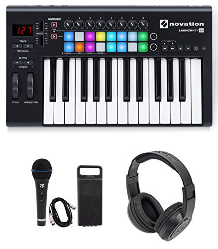 Novation LAUNCHKEY-25-MK2 USB MIDI Keyboard Controller + Mic + Headphones