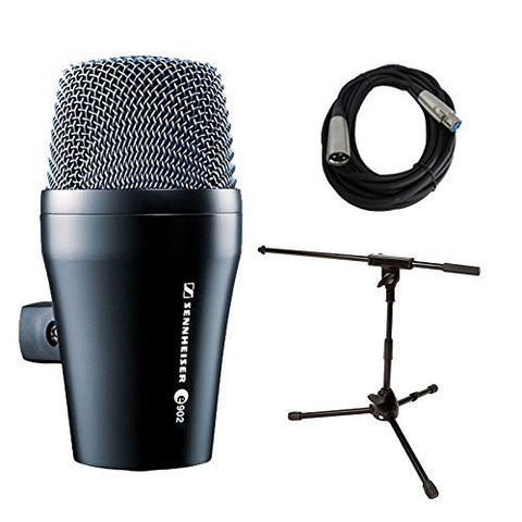 Sennheiser E902 Kick Drum Bass Dynamic Microphone with Stand and Cable Bundle